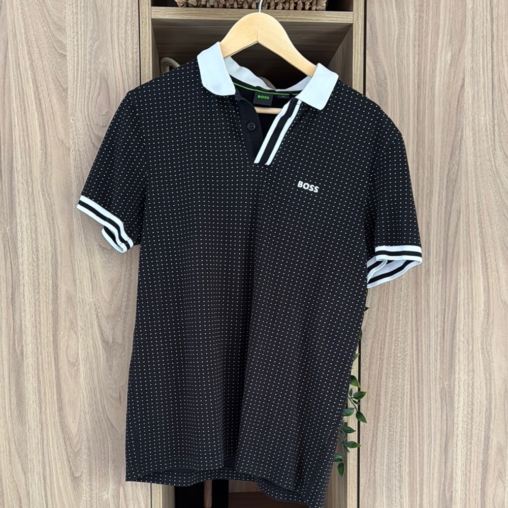 Boss Black and White Polo Shirt Classic Design